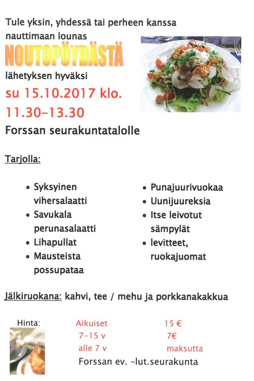 Syyslounas lähetyksen hyväksi Syyslounas lähetyksen hyväksi