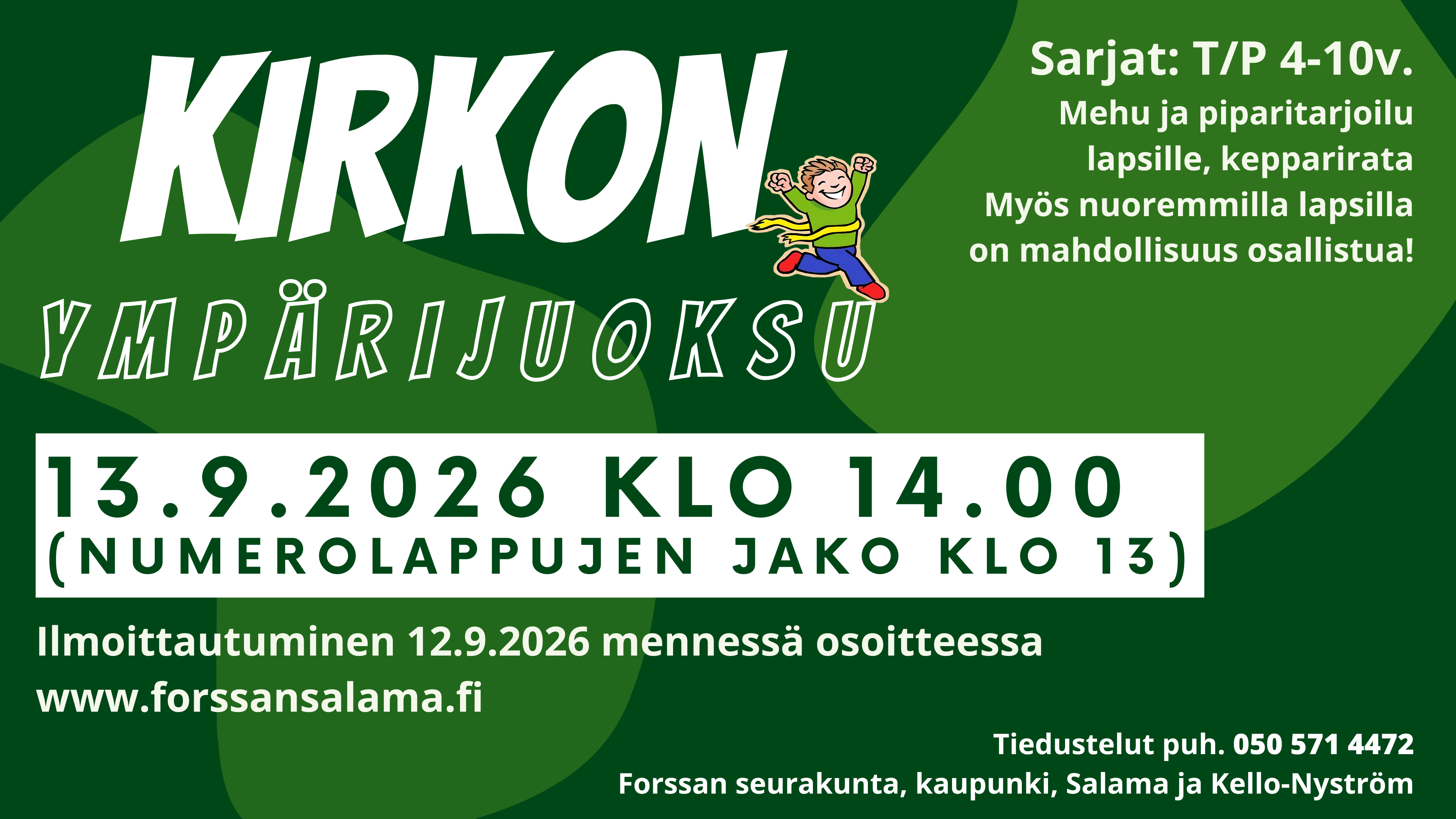 Kirkon ympärijuoksu 13.9. klo 14
