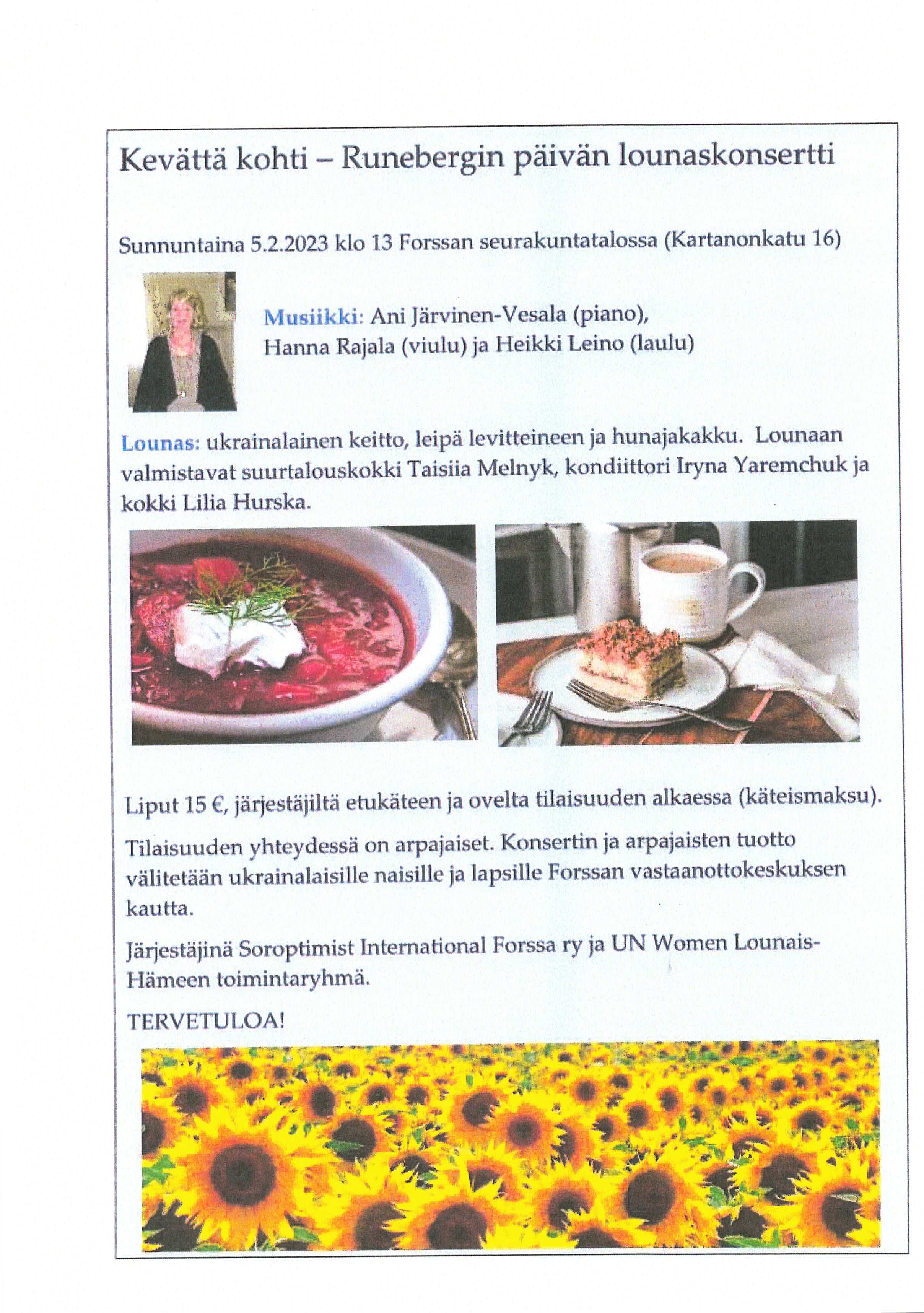 Lounaskonsertti ukrainalaisten hyväksi