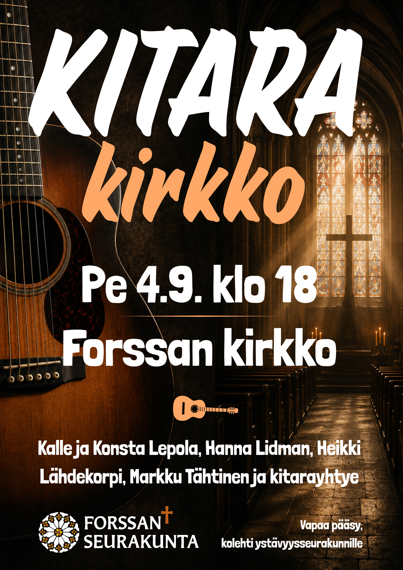 Kitarakirkko 4.9. klo 18 Forssan kirkossa