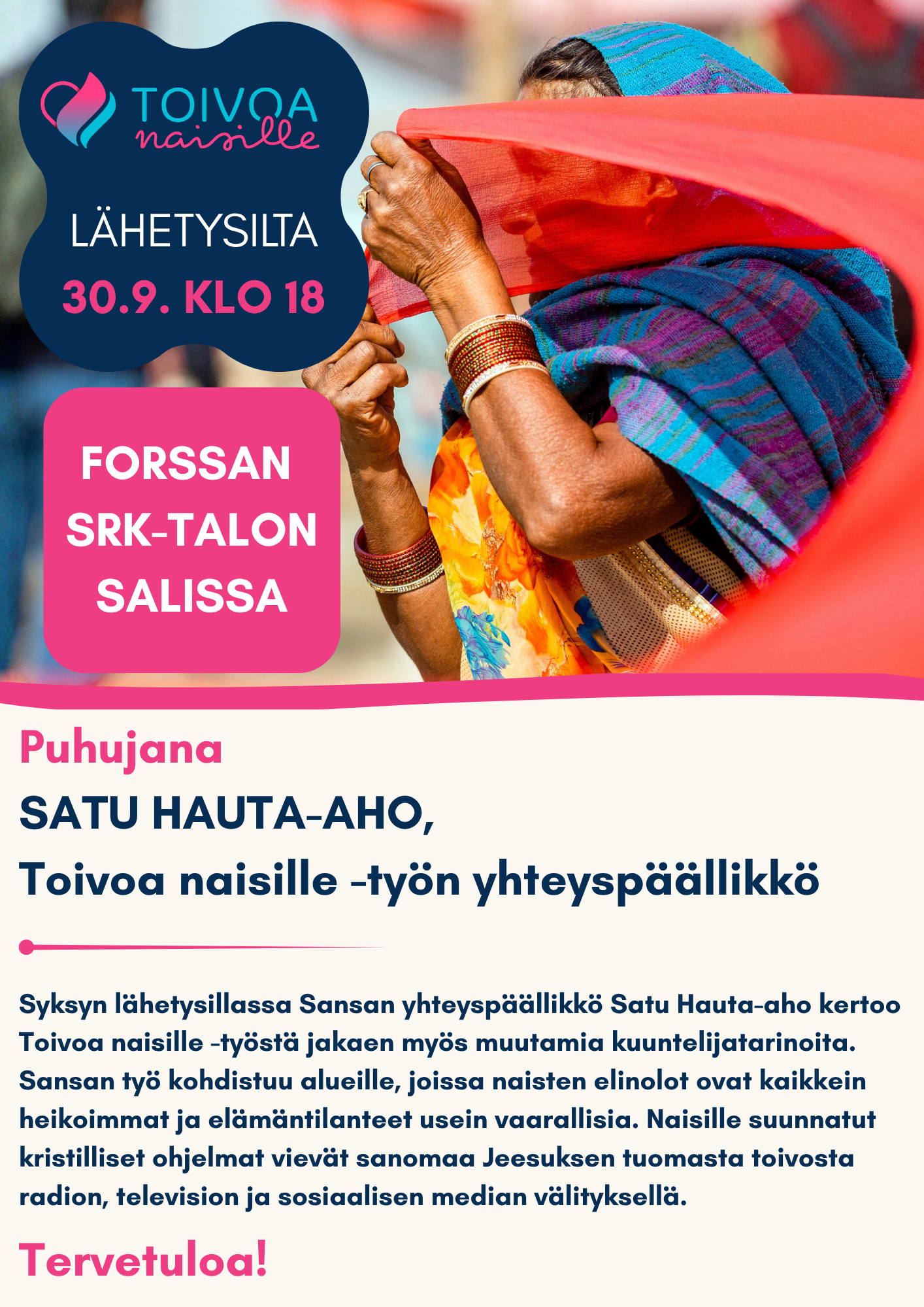 Lähetysilta 30.9. klo 18 seurakuntatalolla.