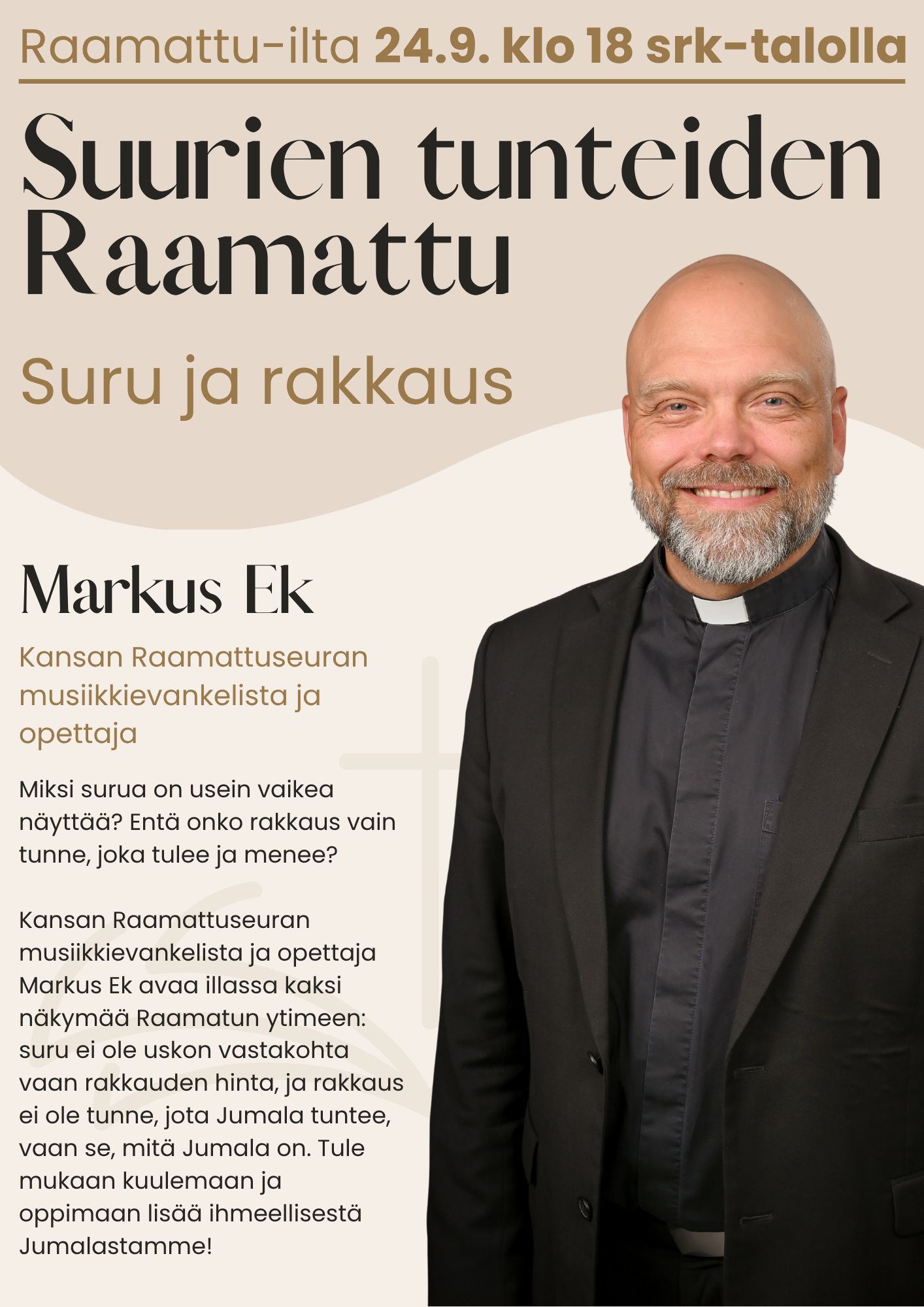 Kuvassa Markus Ek papin paidassa.