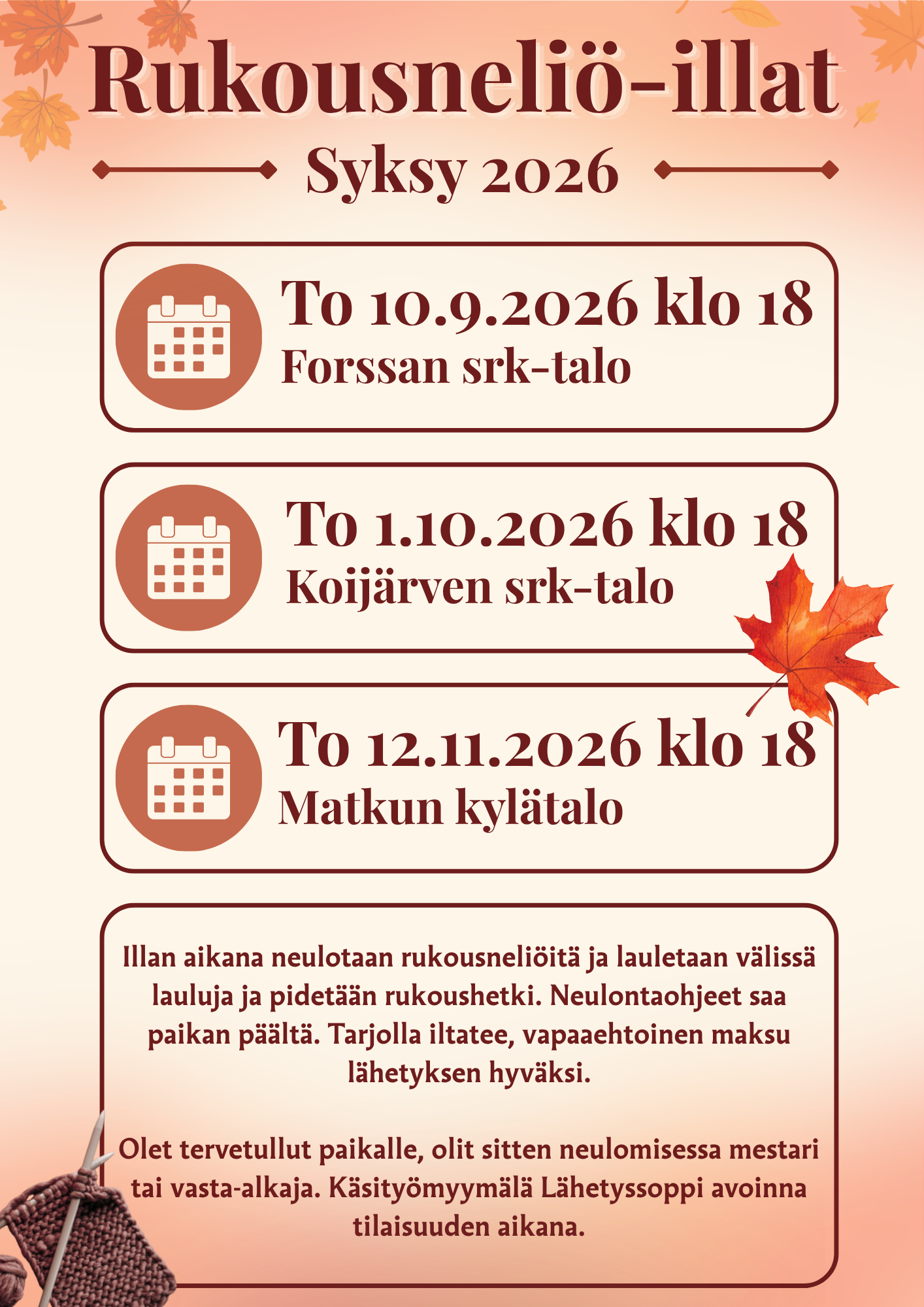 Rukousneliöilta torstaina 10.9.2026 klo 18