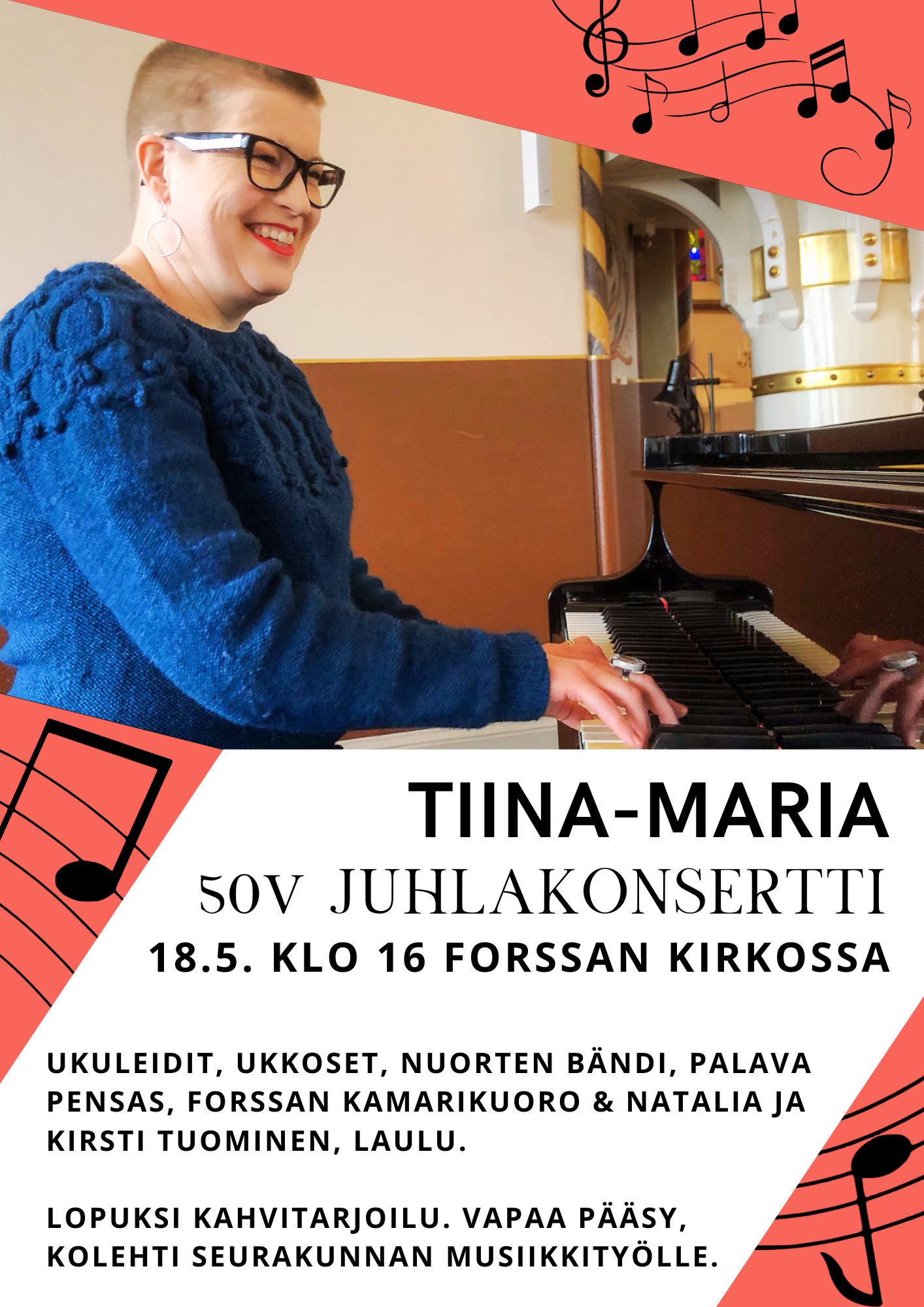 Tiina-Maria 50v Juhlakonsertti Tiina-Maria soittaa Forssan kirkon flyygeliä