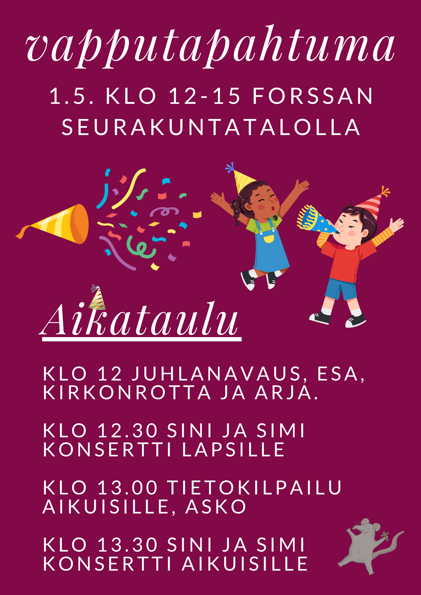 Vapputapahtuma Vapputapahtuma srk-talolla klo 12-15