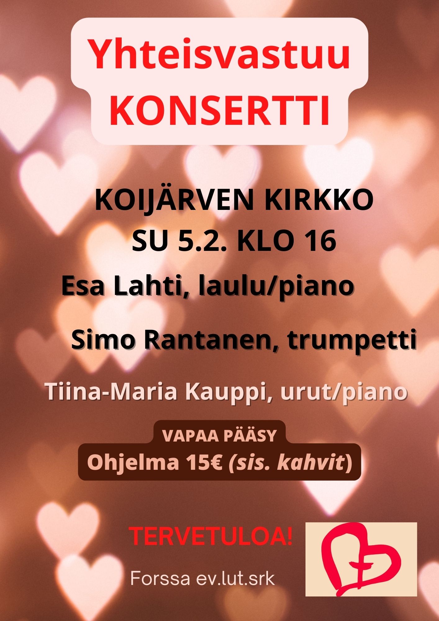konsertin tiedot ruskehtavalla pohjalla